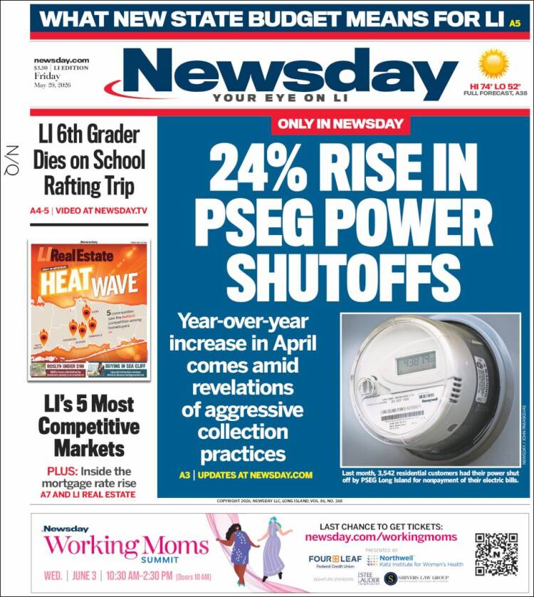 Portada de Newsday (USA)