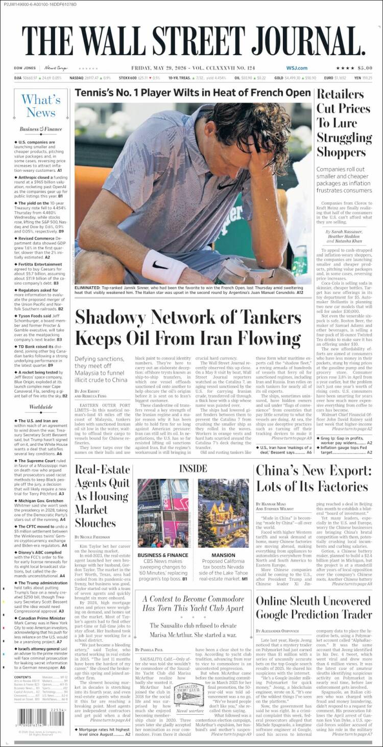 Portada de Wall Street Journal (USA)