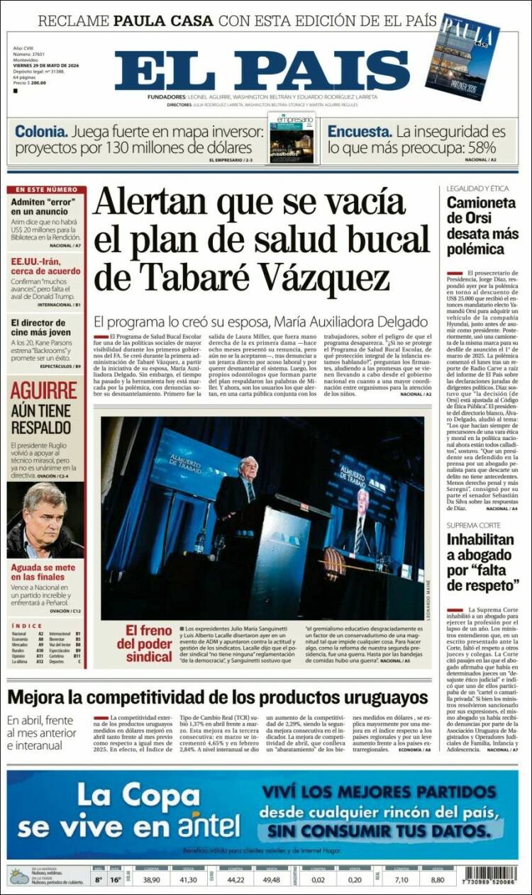 Portada de El País (Uruguay)