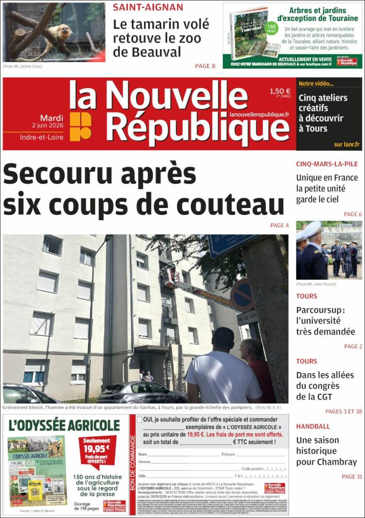Portada de La Nouvelle Republique (France)