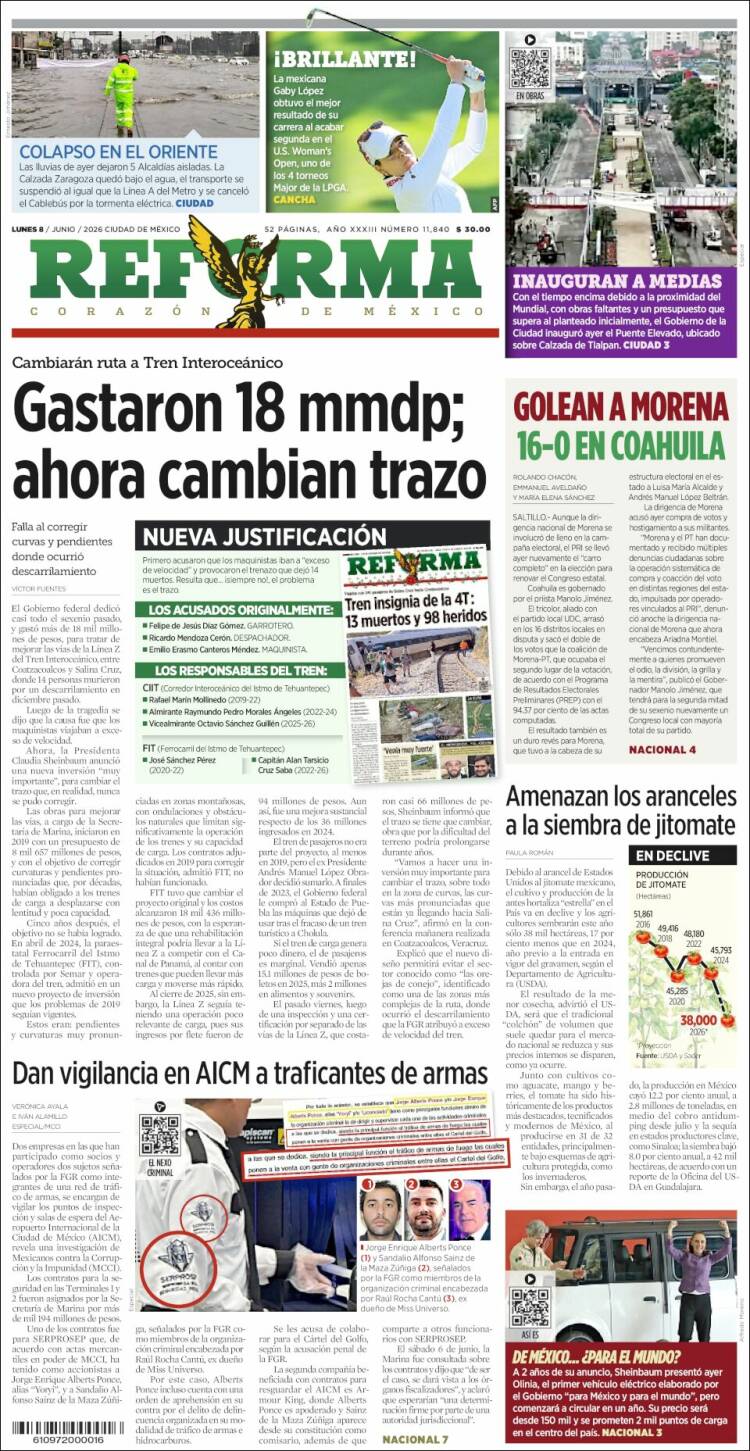 Portada de Reforma (México)