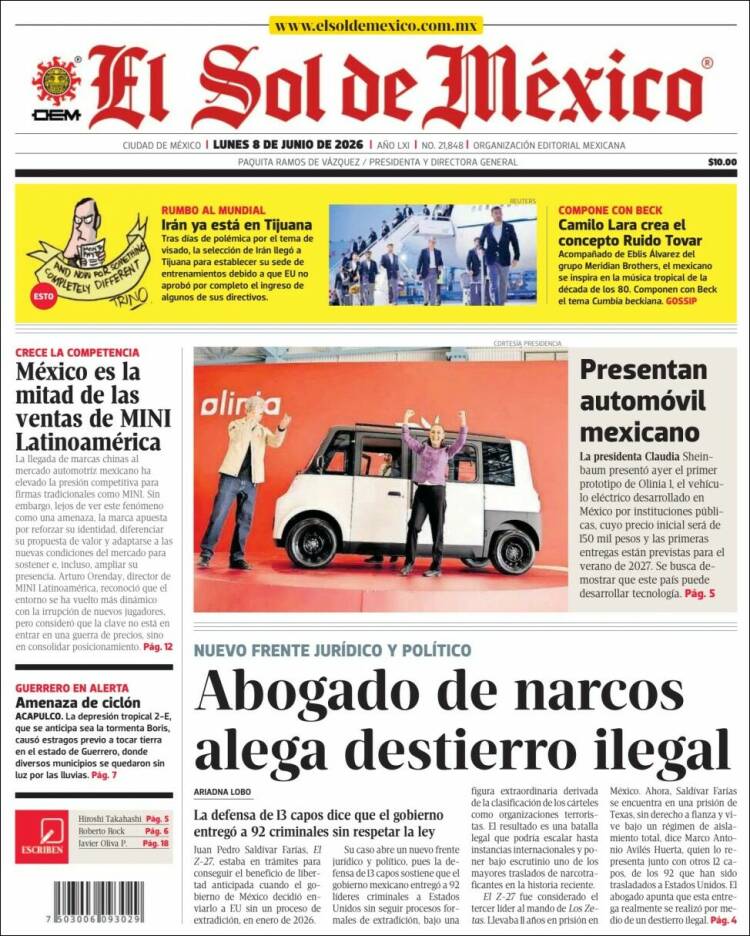 Portada de El Sol de México (México)