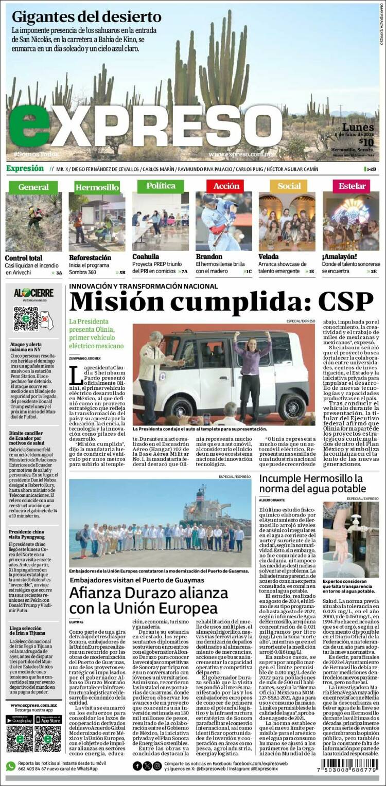 Portada de Expreso (Mexico)