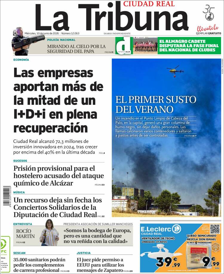 Portada de La Tribuna de Ciudad Real (Spain)