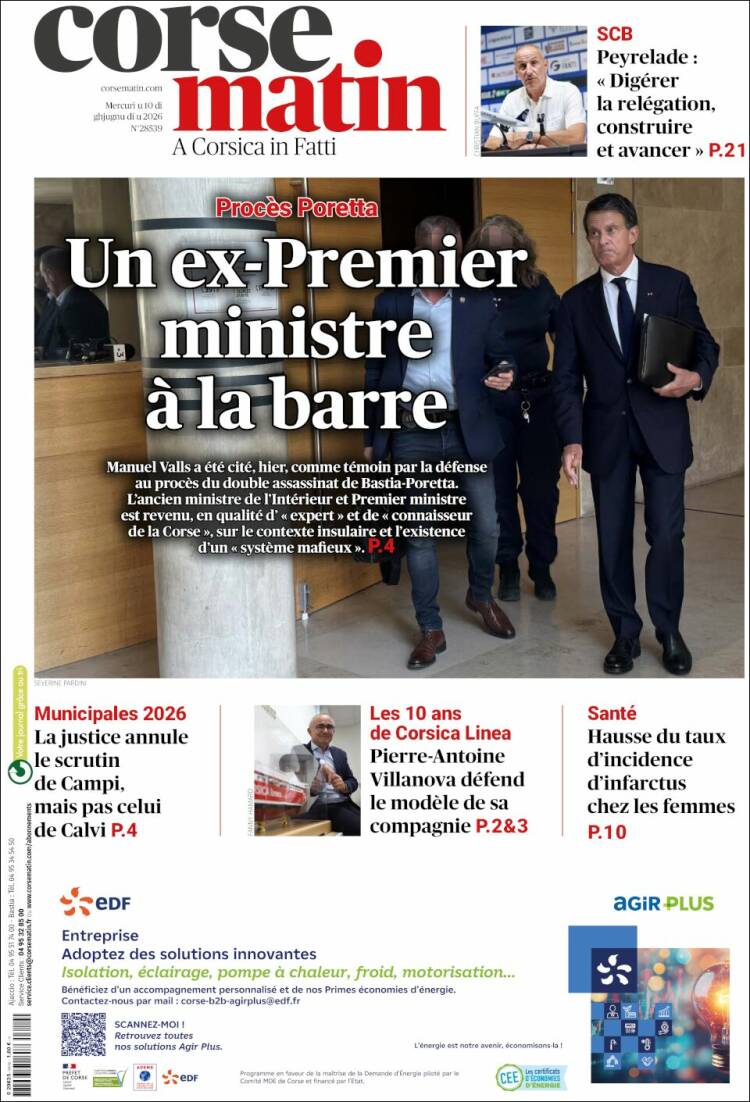 Portada de Corse-Matin (France)