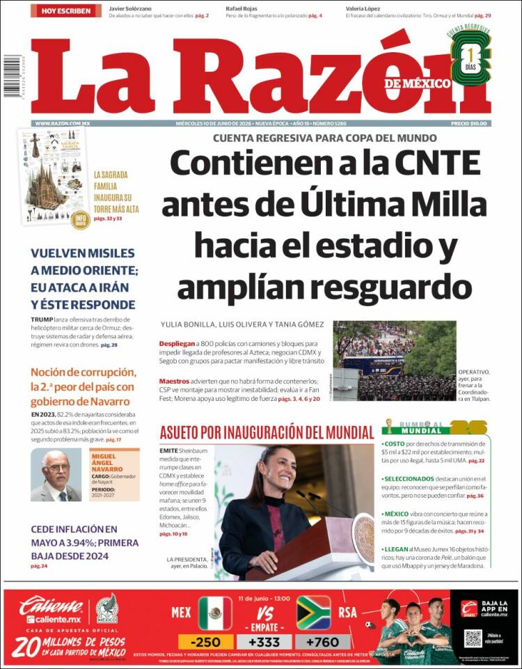 Portada de La Razón (México)