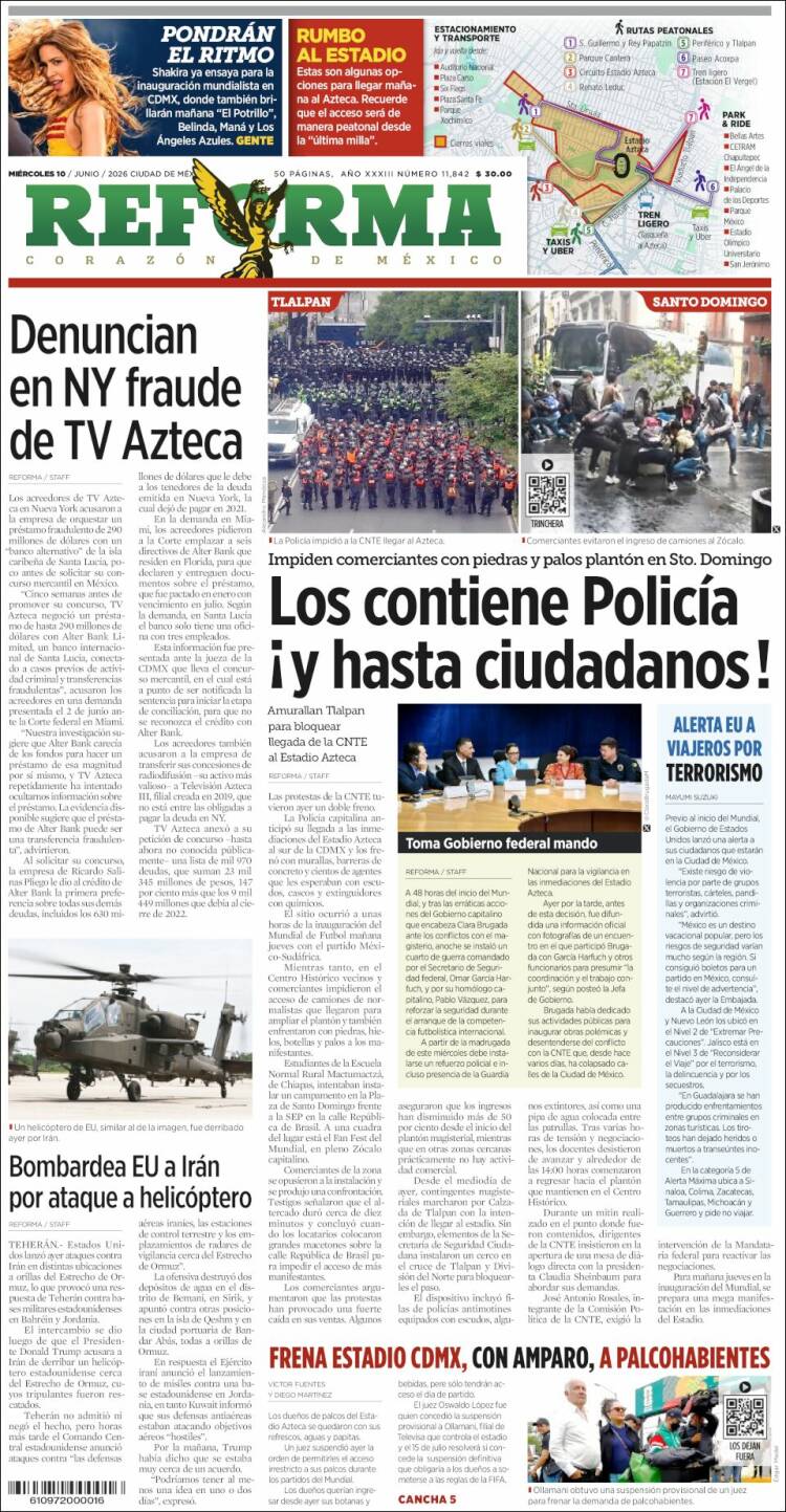 Portada de Reforma (México)