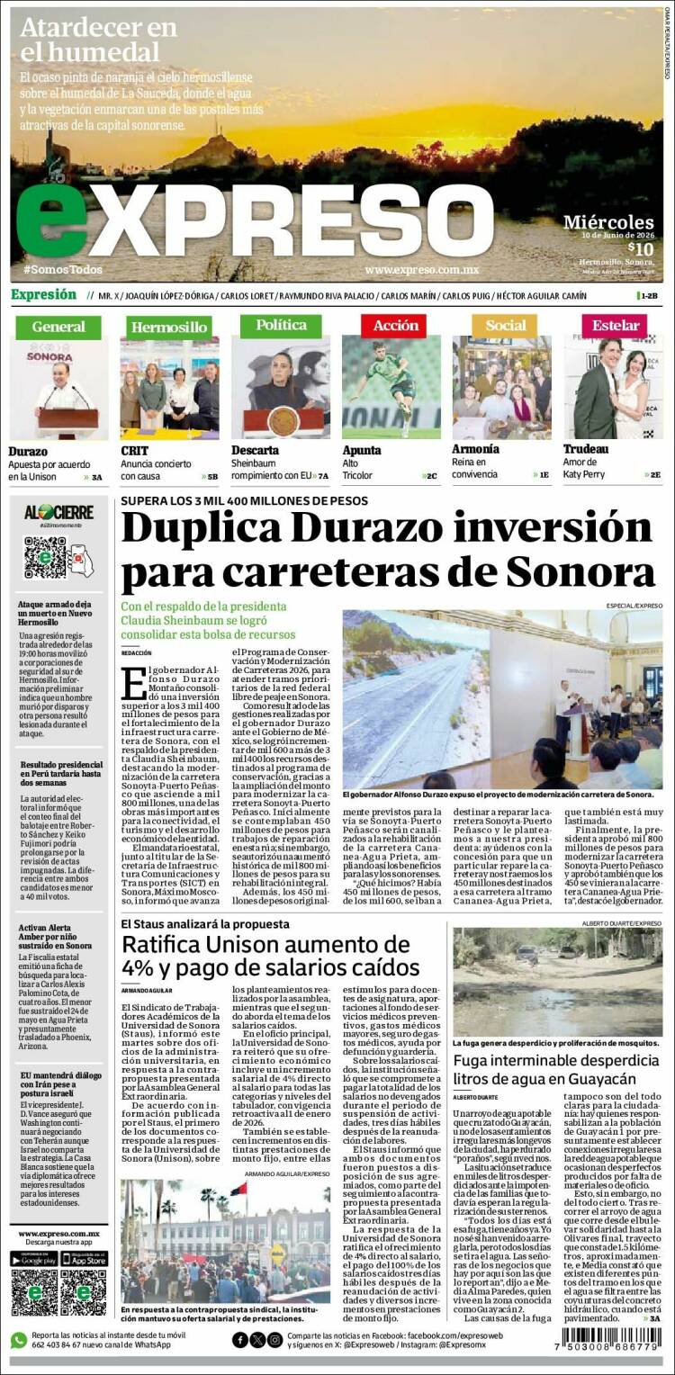 Portada de Expreso (México)