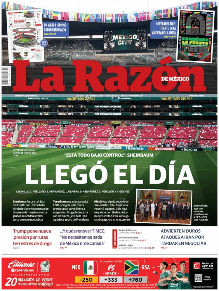 Portada de La Razón (México)