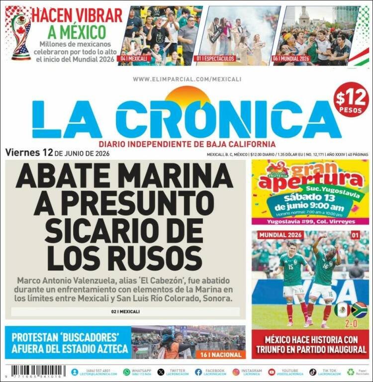 Portada de La Crónica de Baja California (México)
