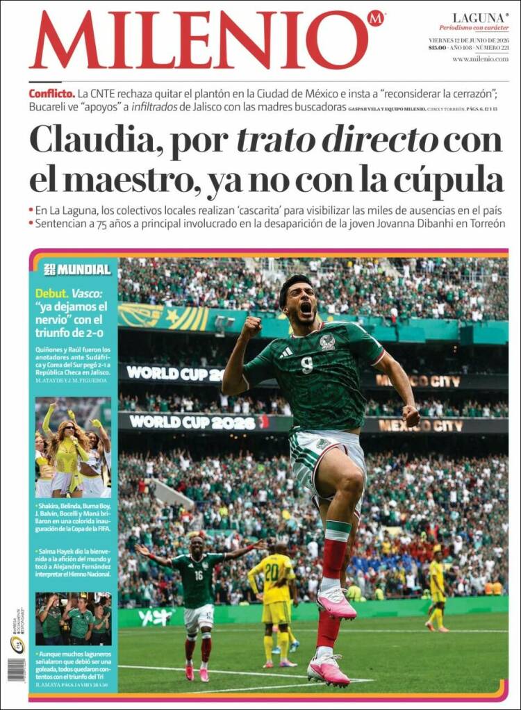 Portada de Milenio - Laguna (México)