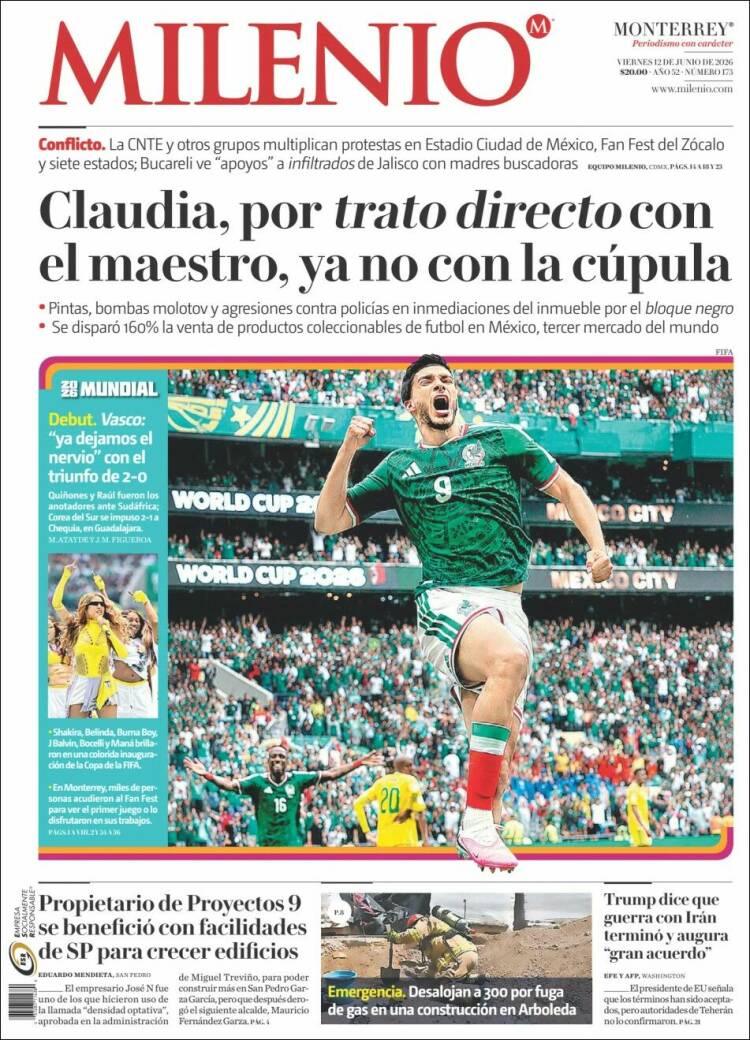 Portada de Milenio de Monterrey (México)