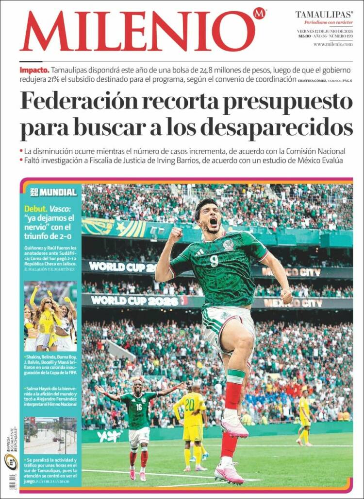 Portada de Milenio - Tamaulipas (México)