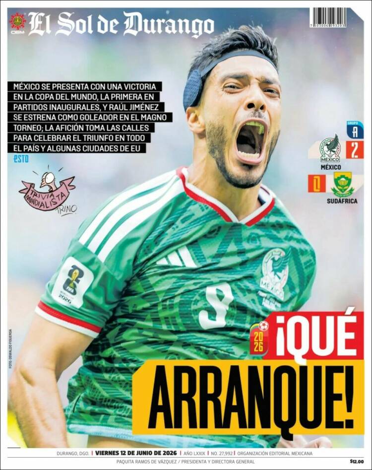 Portada de El Sol de Durango (México)