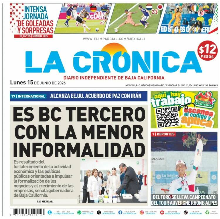 Portada de La Crónica de Baja California (México)