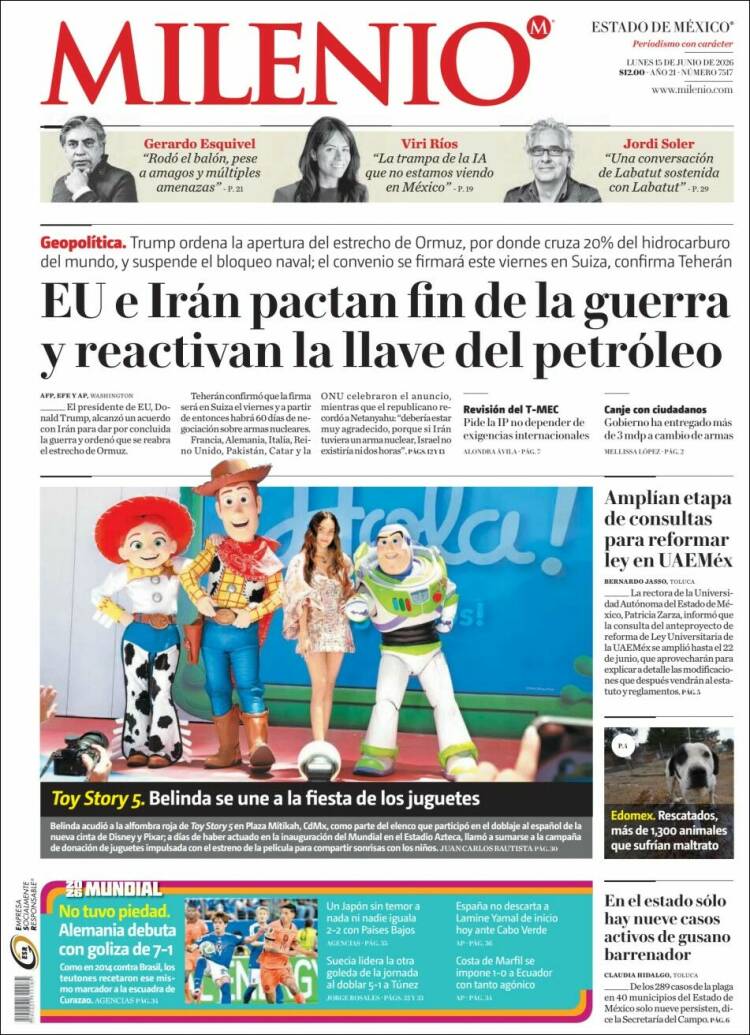 Portada de Milenio - Estado de México (México)