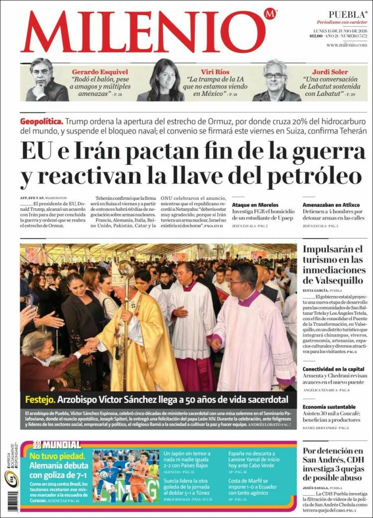 Portada de Milenio de Puebla (México)