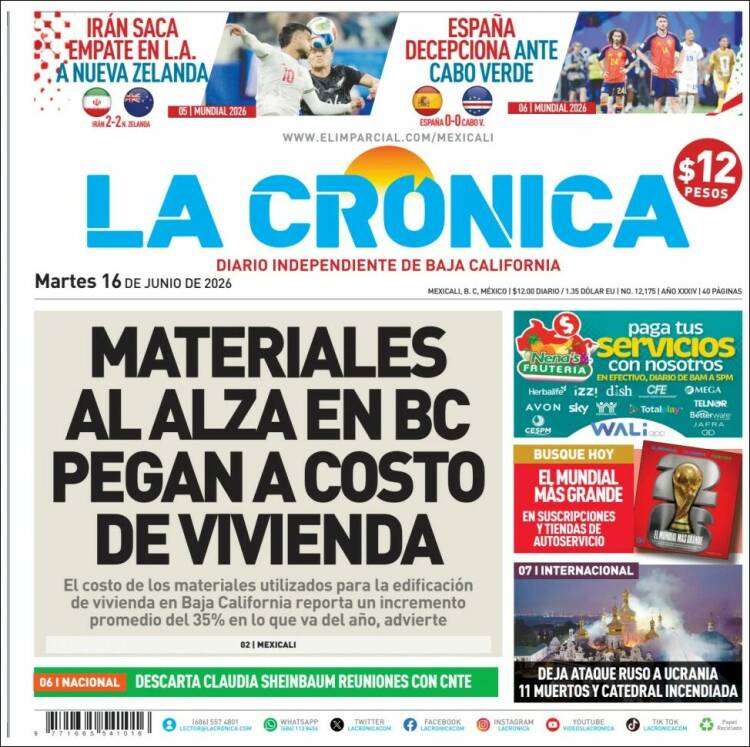 Portada de La Crónica de Baja California (México)