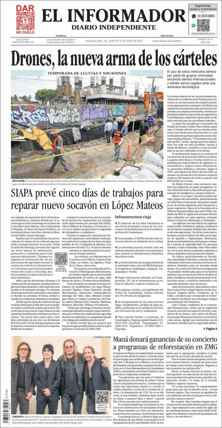 Portada de El Informador (México)