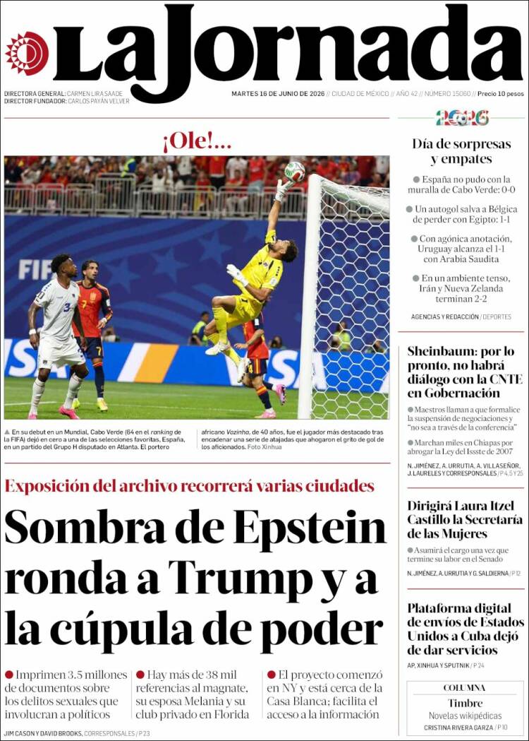 Portada de La Jornada (México)