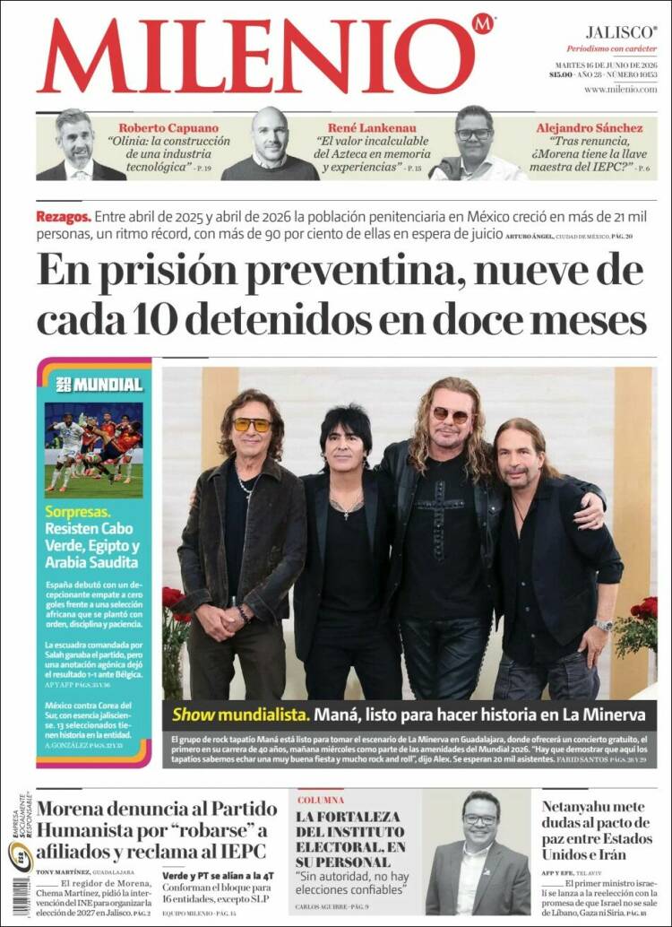 Portada de Milenio - Jalisco (México)