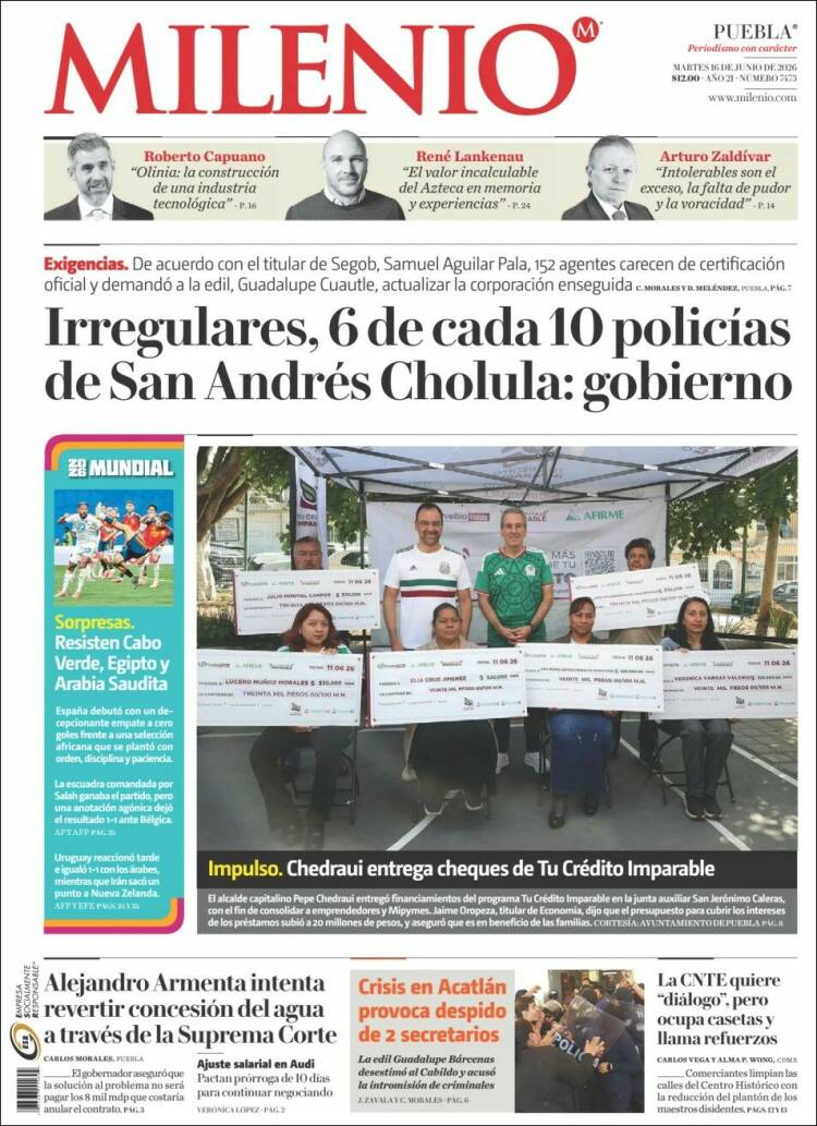 Portada de Milenio de Puebla (México)