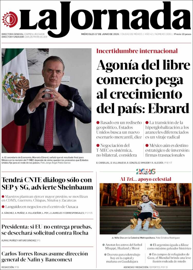 Portada de La Jornada (México)