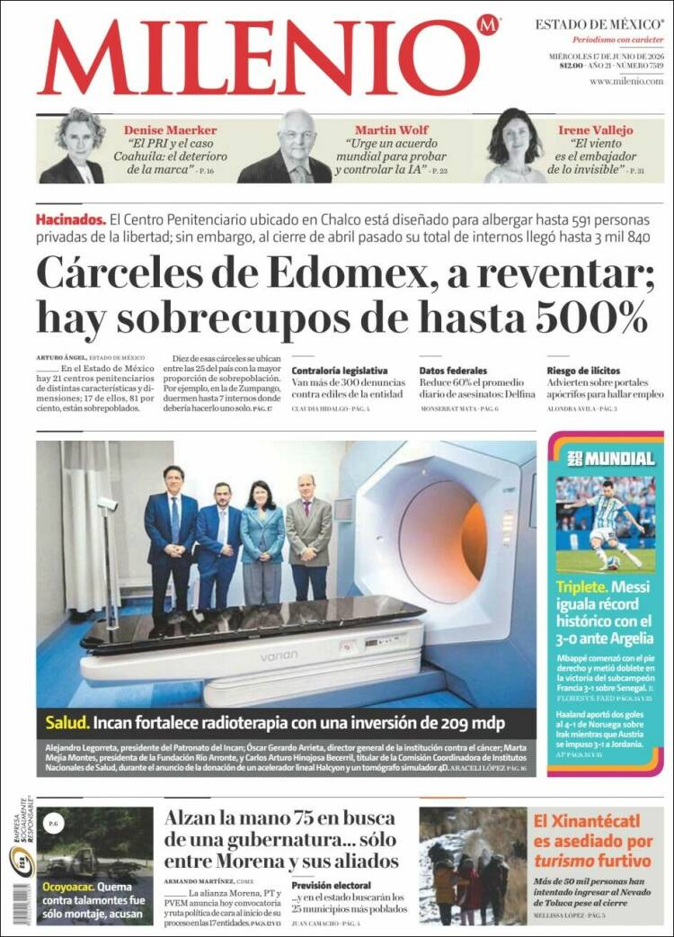 Portada de Milenio - Estado de México (México)