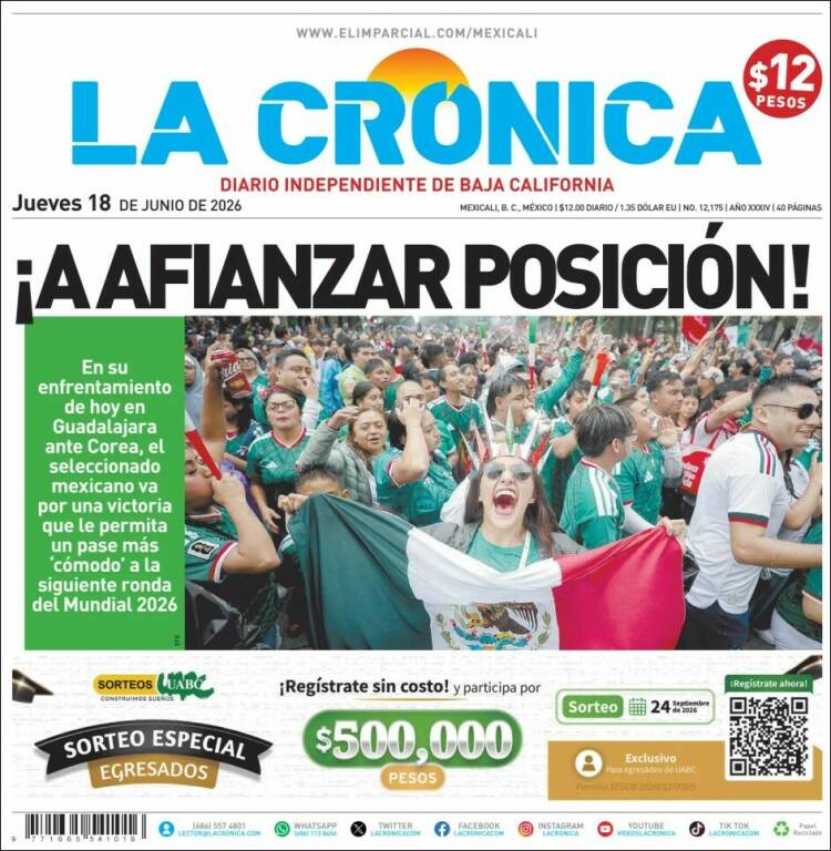 Portada de La Crónica de Baja California (México)