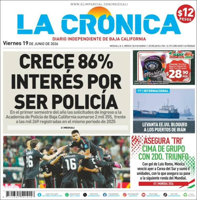 Portada de La Crónica de Baja California (México)