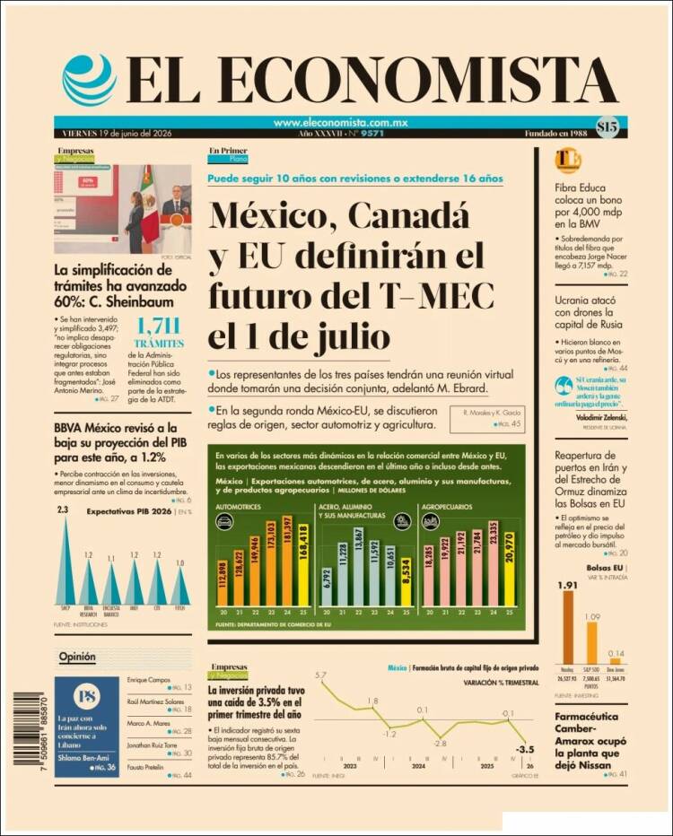 Portada de El Economista (México)