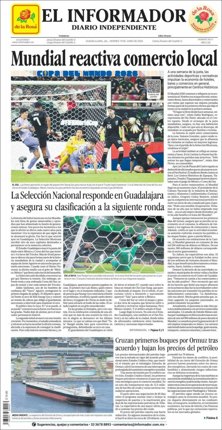 Portada de El Informador (México)