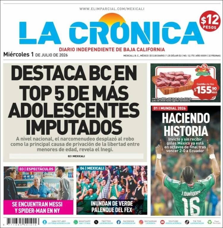 Portada de La Crónica de Baja California (México)
