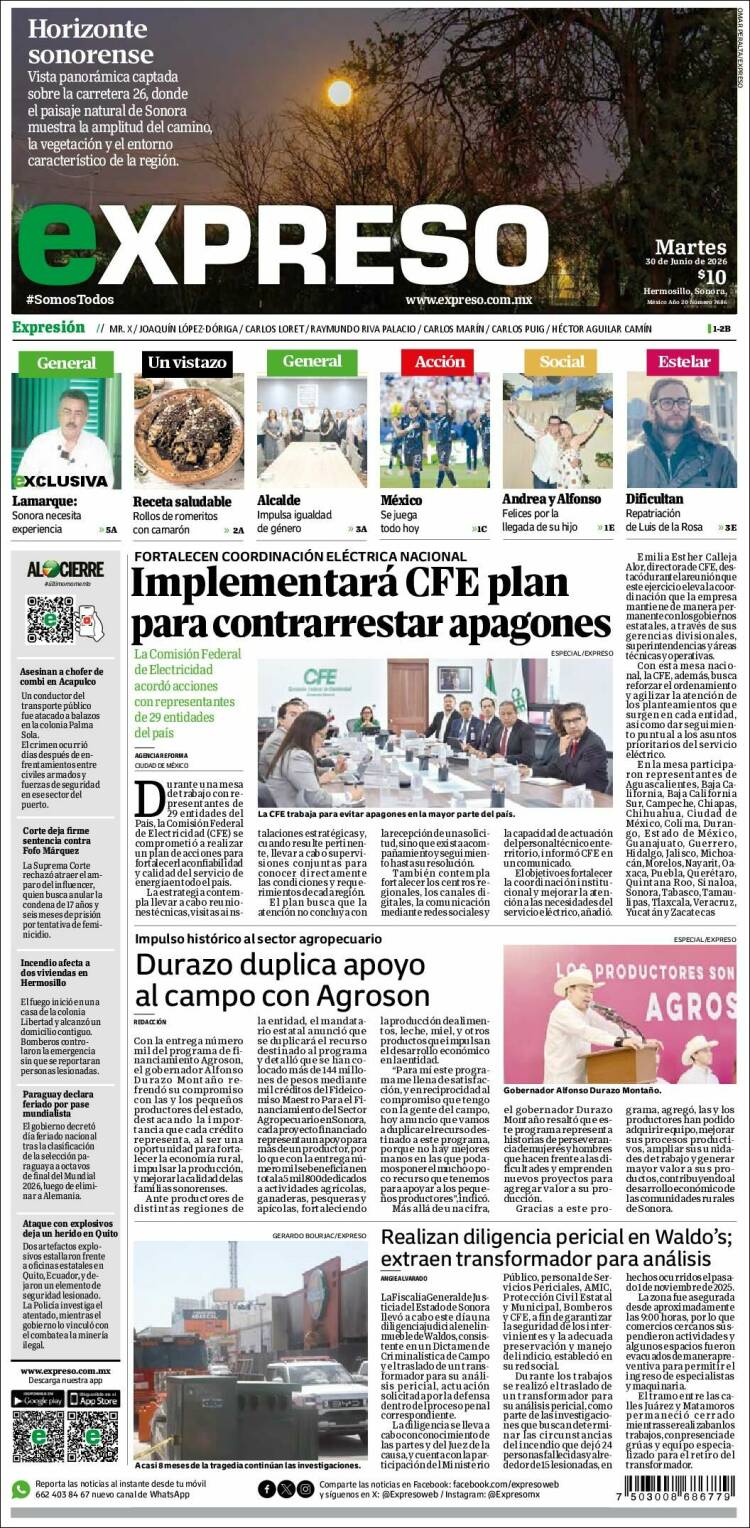 Portada de Expreso (México)