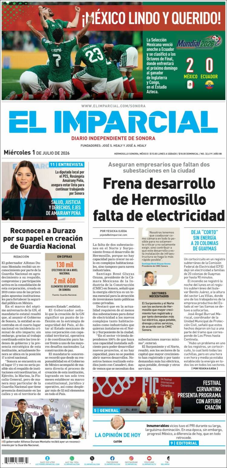 Portada de El Imparcial (México)
