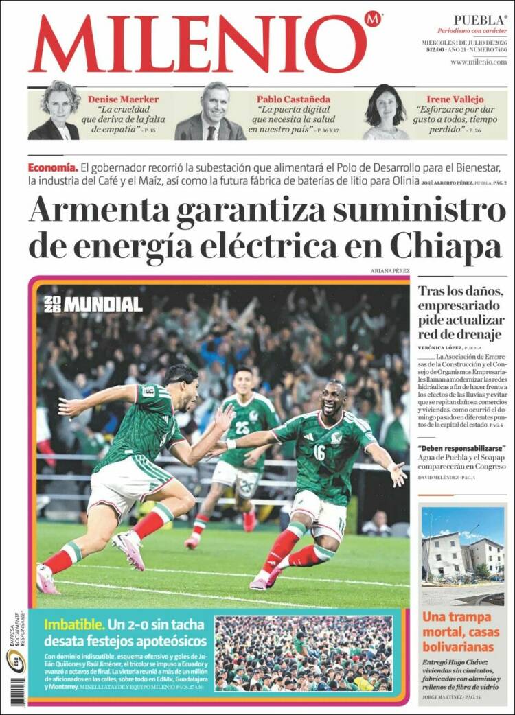 Portada de Milenio de Puebla (México)