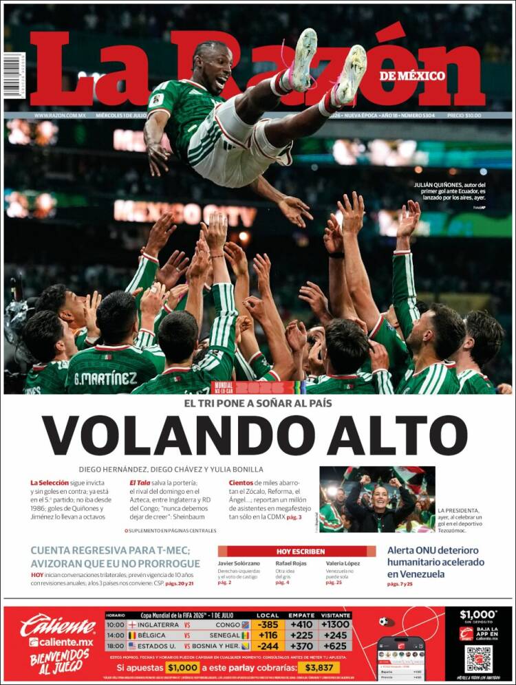 Portada de La Razón (México)