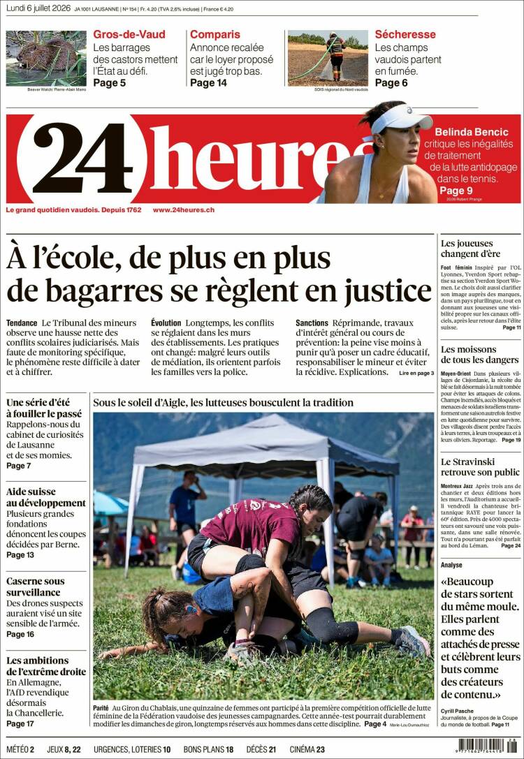 Portada de 24 Heures (Switzerland)