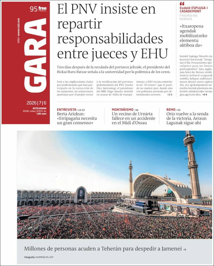 Portada de Gara (Spain)