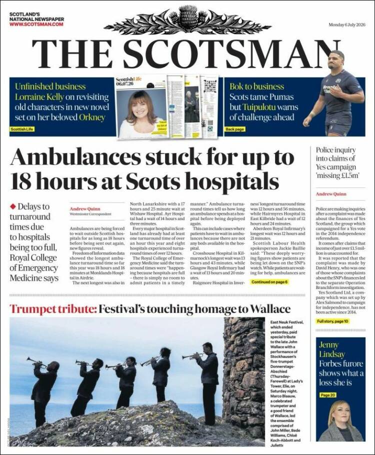 Portada de The Scotsman (United Kingdom)