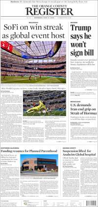 Portada de The Orange County Register (USA)