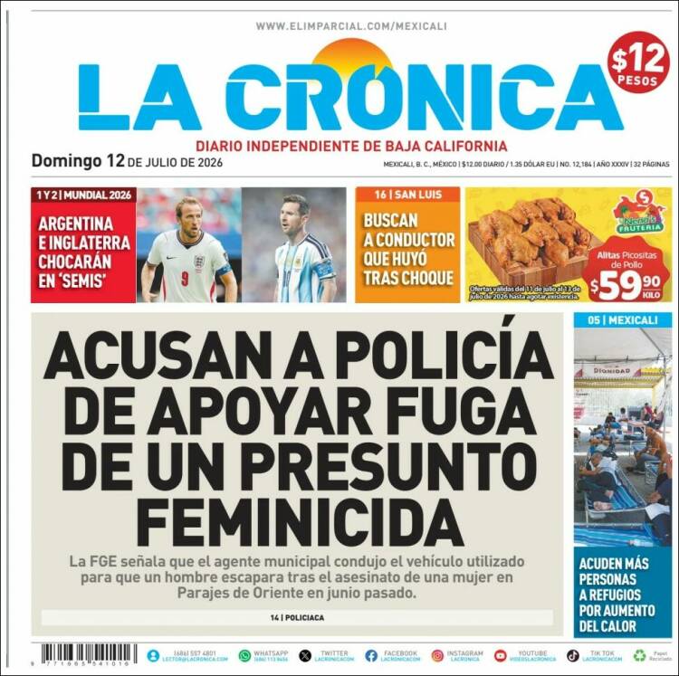Portada de La Crónica de Baja California (México)