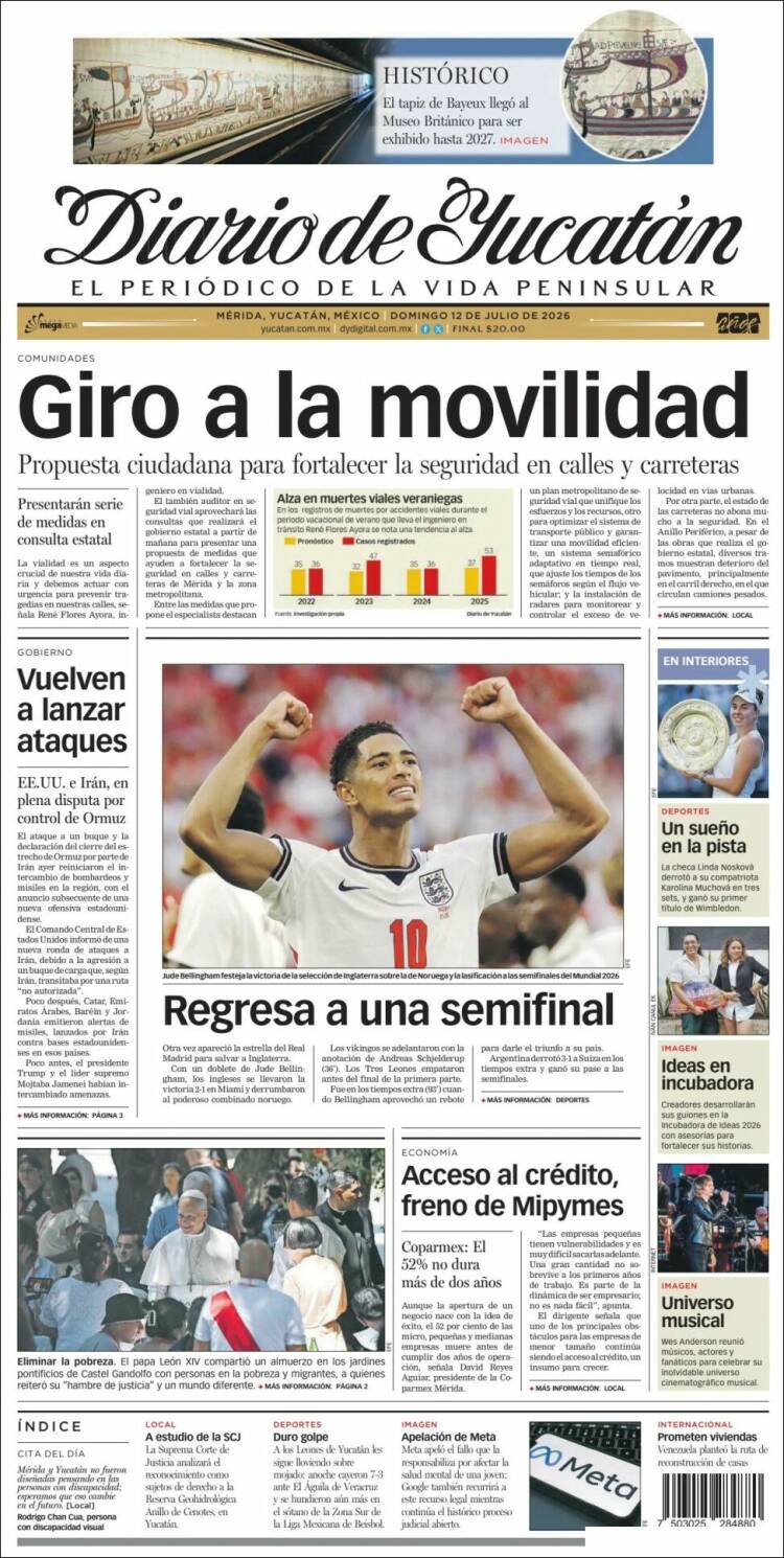 Portada de Diario de Yucatán (México)