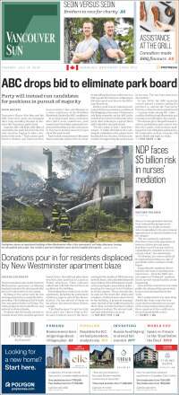 Portada de The Vancouver Sun (Canada)