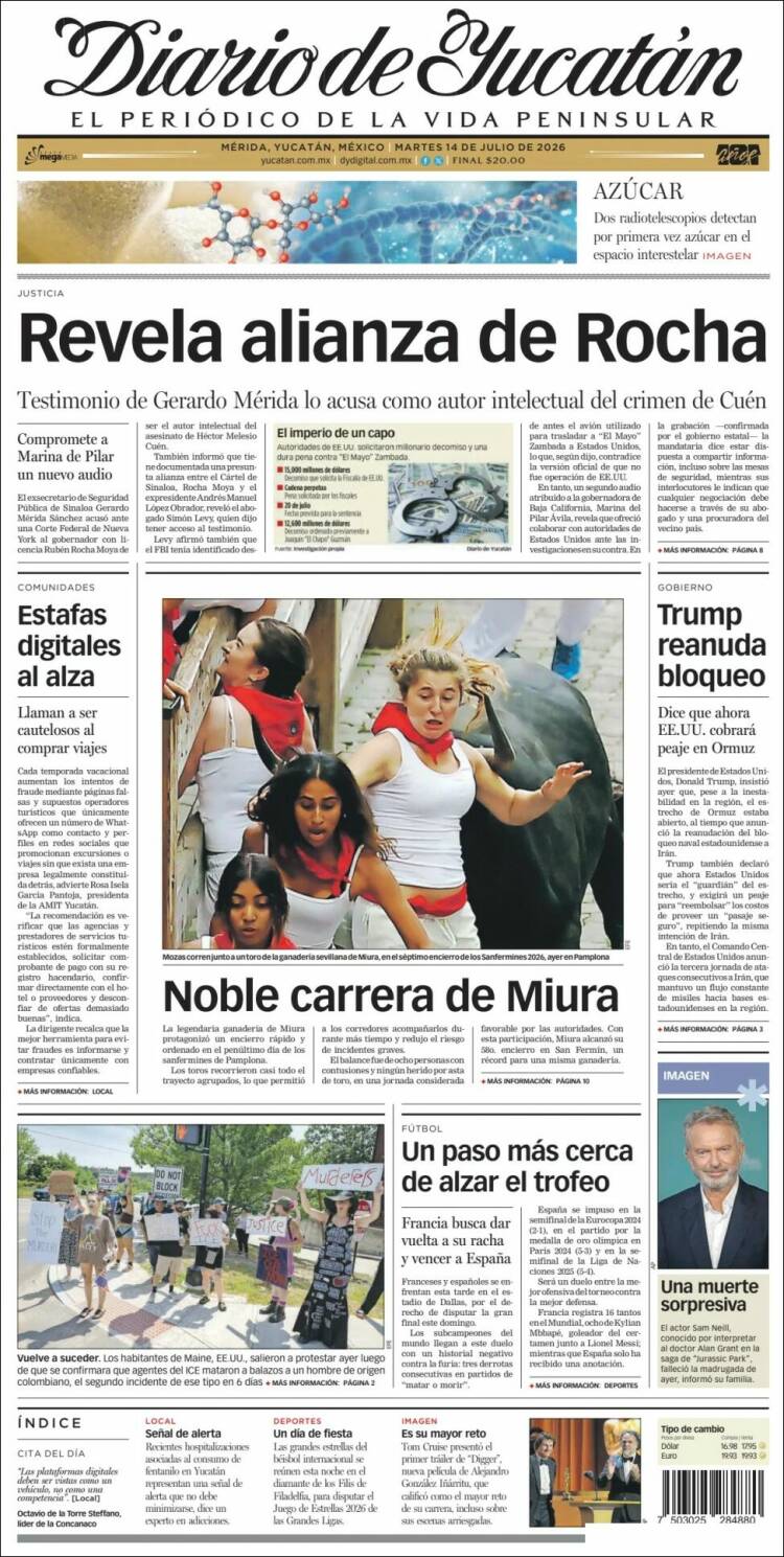 Portada de Diario de Yucatán (México)
