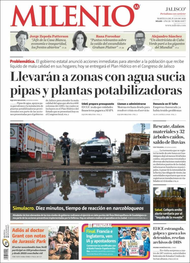 Portada de Milenio - Jalisco (México)