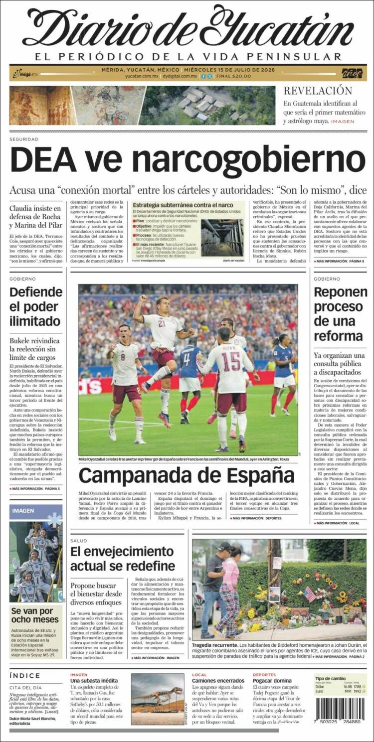Portada de Diario de Yucatán (México)