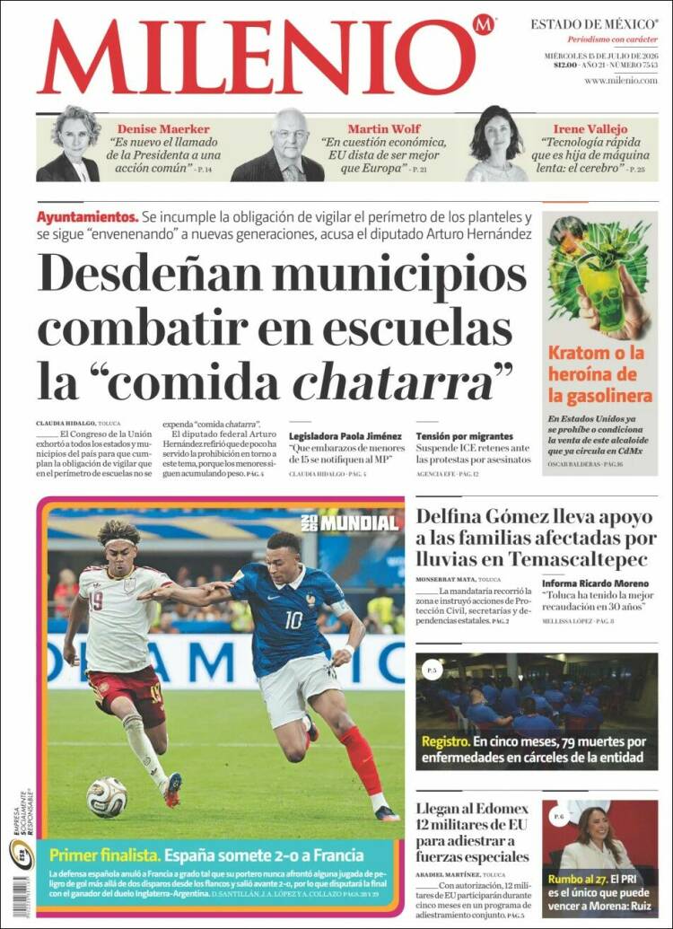 Portada de Milenio - Estado de México (México)