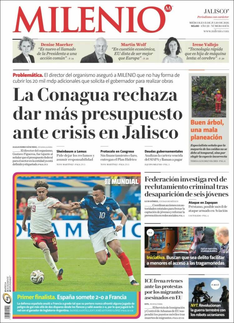 Portada de Milenio - Jalisco (México)