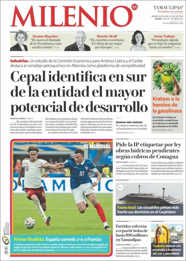 Portada de Milenio - Tamaulipas (México)